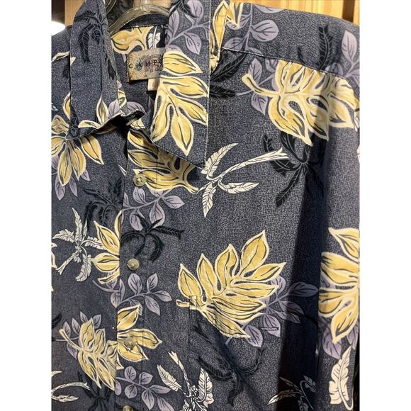 Campia Moda Men’s L Blue Floral Short Sleeve Button Down Cotton Hawaiian Shirt - Picture 8 of 12